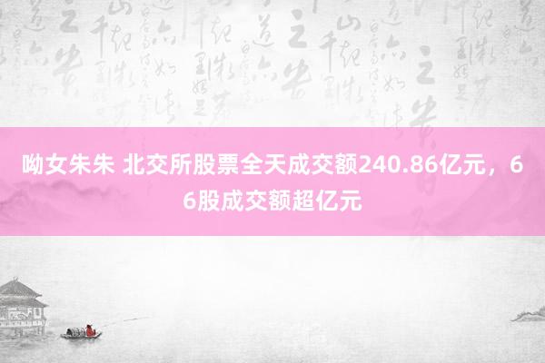 呦女朱朱 北交所股票全天成交额240.86亿元，66股成交额超亿元