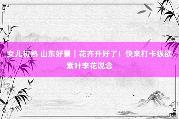 女儿初熟 山东好景｜花齐开好了！快来打卡纵欲紫叶李花说念