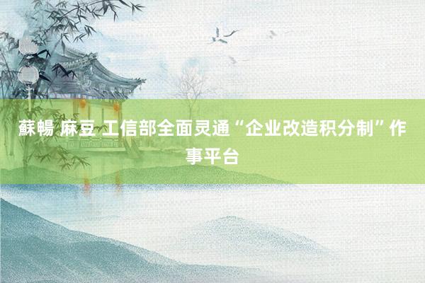 蘇暢 麻豆 工信部全面灵通“企业改造积分制”作事平台