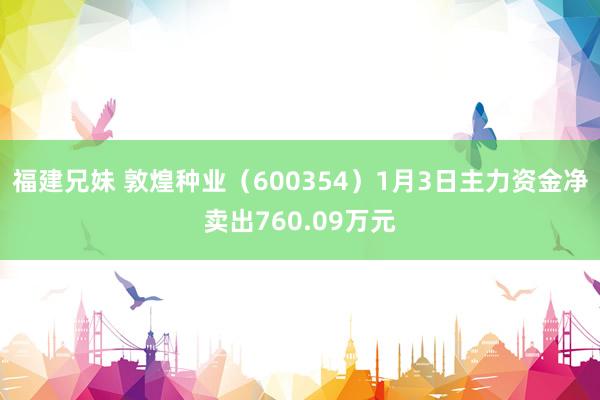 福建兄妹 敦煌种业（600354）1月3日主力资金净卖出760.09万元