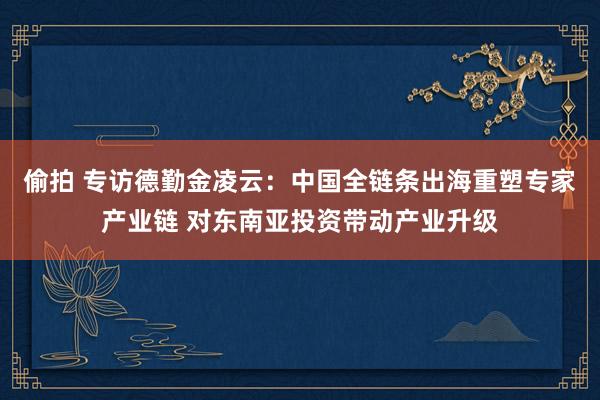 偷拍 专访德勤金凌云：中国全链条出海重塑专家产业链 对东南亚投资带动产业升级