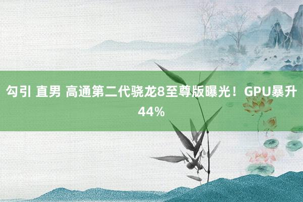 勾引 直男 高通第二代骁龙8至尊版曝光！GPU暴升44%