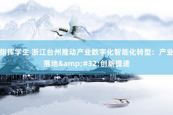 指挥学生 浙江台州推动产业数字化智能化转型：产业落地&#32;创新提速