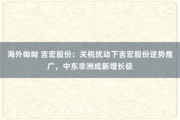 海外呦呦 吉宏股份：关税扰动下吉宏股份逆势推广，中东非洲成新增长极