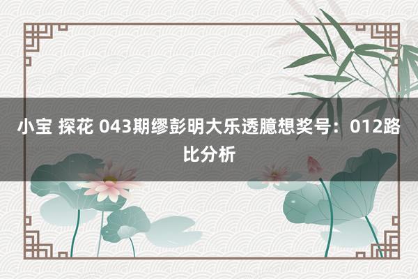 小宝 探花 043期缪彭明大乐透臆想奖号：012路比分析