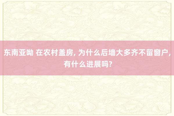 东南亚呦 在农村盖房， 为什么后墙大多齐不留窗户， 有什么进展吗?