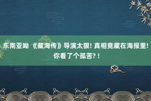 东南亚呦 《藏海传》导演太狠! 真相竟藏在海报里! 你看了个孤苦? !